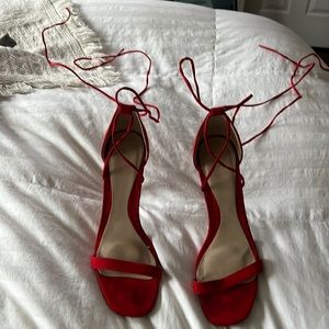 Red lace up heels